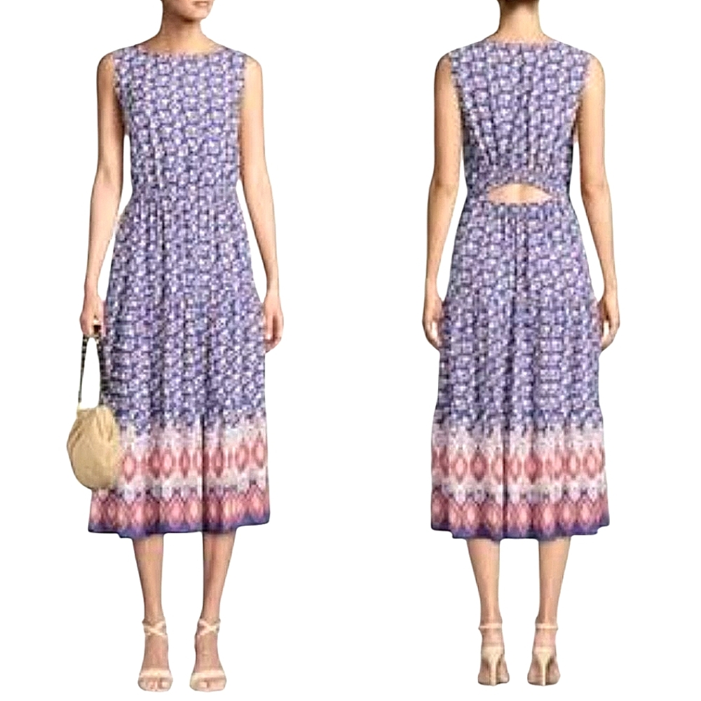 NWT Beachlunchlounge Peonia Bohemian Nights Cut Out Midi Dress Paisley Floral S